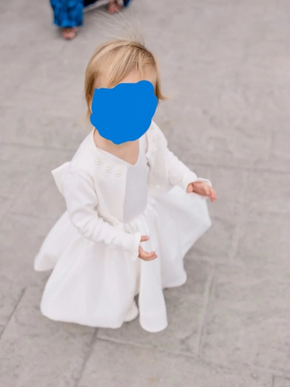 Ivory V-Neck Flower Girl or Baptism Dress